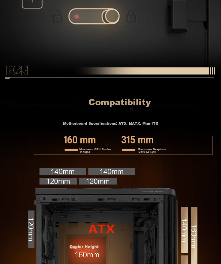 ASUS ProArt Chuangmeng40 PA401 Muyi Tiyun Edition Case, Powerful Cooling, Wooden Art Front Air Grille, Tool-Free Disassembly And Assembly, Power Button Lock, PWM Switch 8