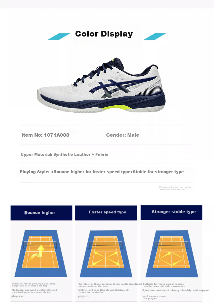 ASICS Men's Court Hunter FF 1071A111-101 White Black 41.5 Cushioning Breathable Badminton Shoes 2