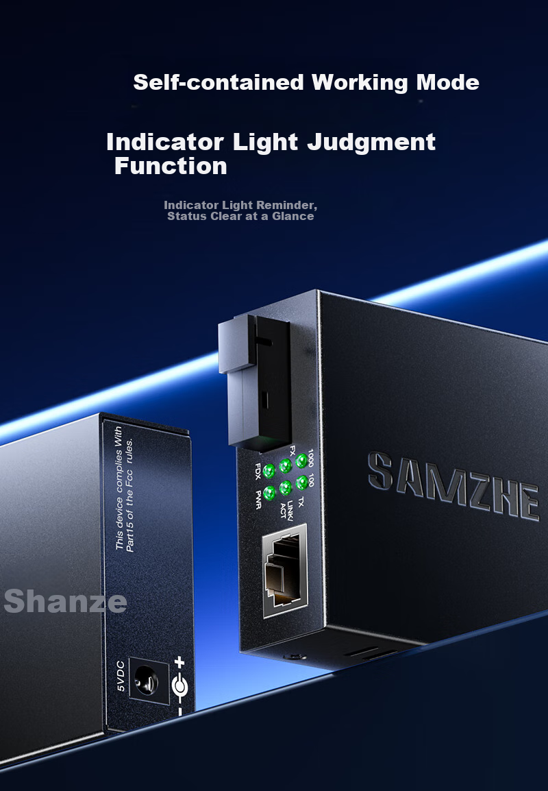 Sanze Telecom Grade Lightning Protection Gigabit Multimode Dual Fiber Optical Transceiver 550m External Power SZ-FCQMMS 6