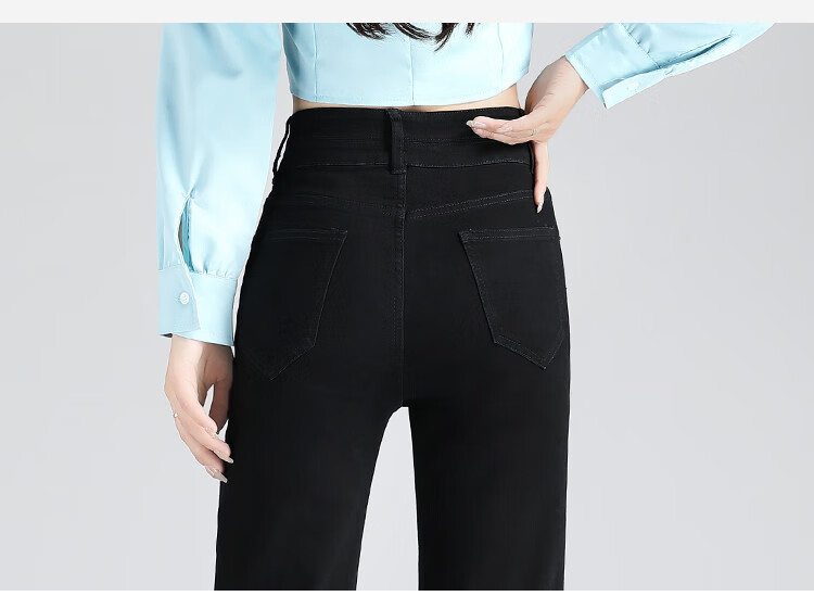 Yipintiancheng Vintage Slim-Fit Versatile High-Waisted Jeans for Women, 2025 Autumn Elastic Comfortable Slimming Heightening Straight-Leg Pants for Wome 5