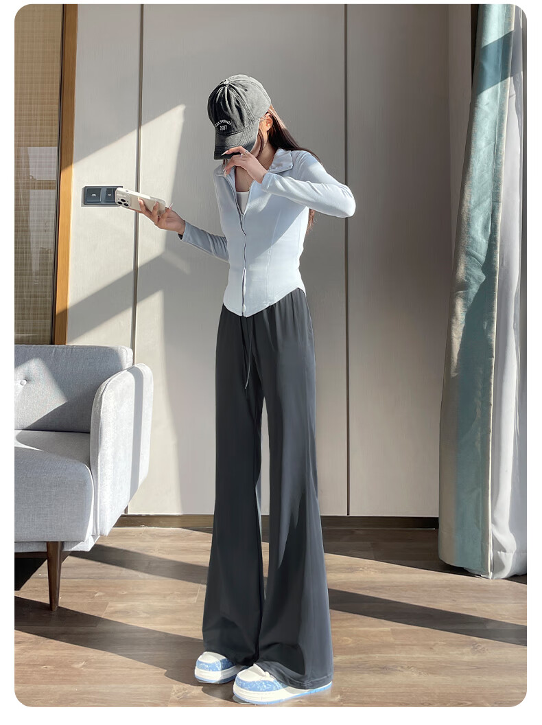 MJ STYLE Women's Ice Cool Flared Wide-Leg Pants 2026 Summer Thin UV Protection High Waist Slimming Yoga Sports Trousers 11