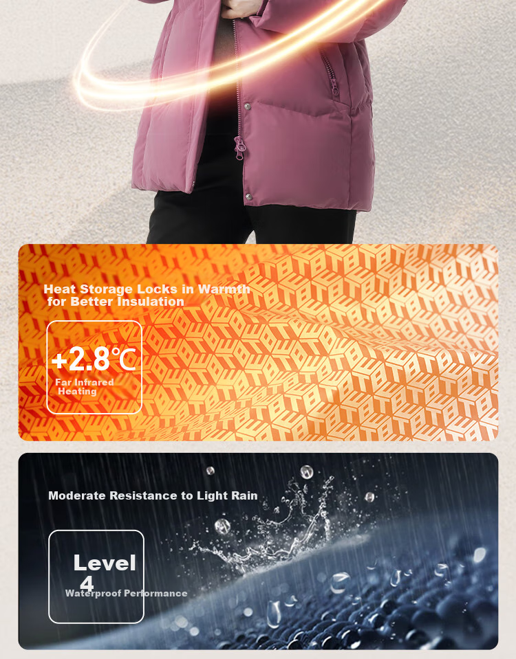 Tanboer Mid-Length Comfortable Thickened Warm Down Jacket for Middle-Aged and Elderly Women 510506Z Jinluo Red Size 170 7