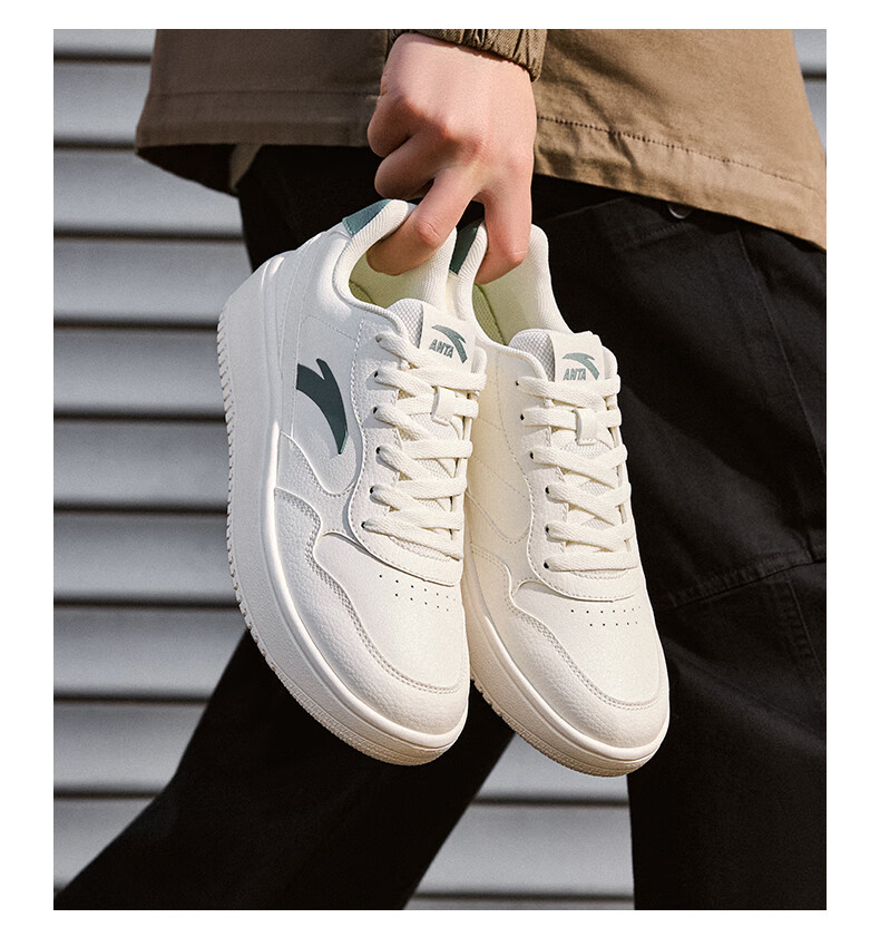Anta Light Step V2 Lightweight Soft and Elastic Men's Sneakers Summer Breathable Couple's White Shoes Thick Sole Durable Height Increasing Casual Shoes 7