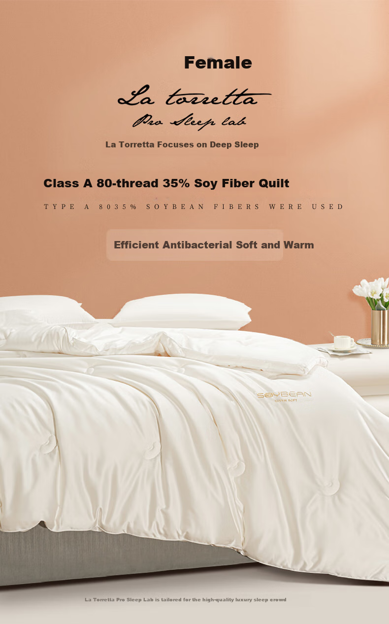 La Torretta Comforter Spring And Autumn Duvet Insert, 35% Soybean Fiber, All-Season Comforter, Class A Antibacterial Filling, 4 Jin (2 Kg), 150*200cm 1