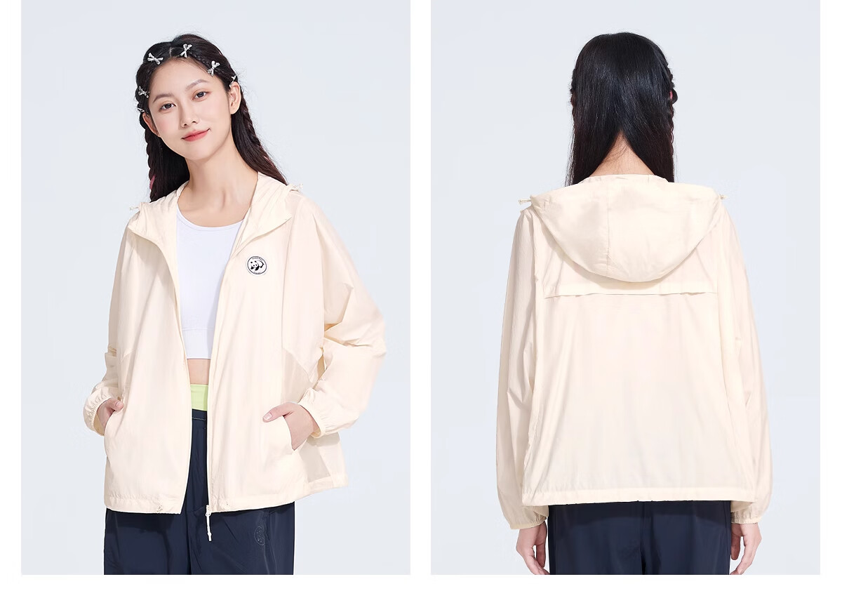 CAMEL Panda Outdoor Original Yarn Sun Protection UPF50+ Short A-Type Hooded Cooling Sun Protection Jacket, Size S 24