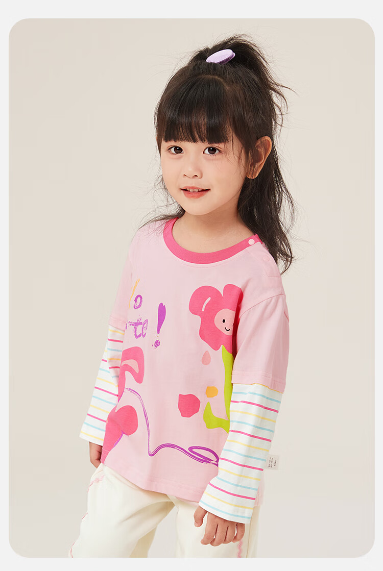 YUZHAOLIN Children's T-Shirt Spring Girls' Pure Cotton T-Shirt Toddler Baby Versatile Basic Top Dream Rabbit 4