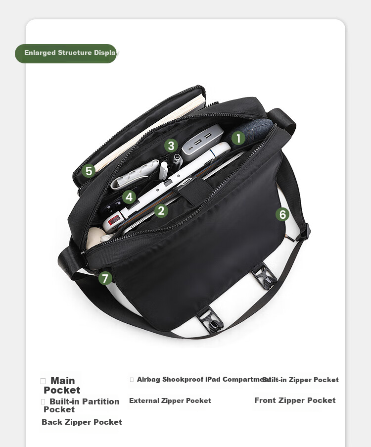 Slazenger Trendy Functional Magnetic Buckle Crossbody Bag Shoulder Bag Lightweight Large Capacity Messenger Bag, Black Extra-Large Versio 8