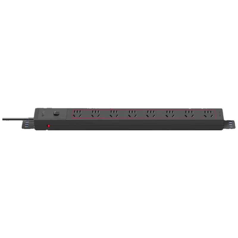 BULL PDU Power Strip with 8 Outlets, Industrial Server Cabinet Socket, Desktop Computer Gaming Power Strip, High-Power Protection Extension Cord, Power Bar, 1.8 Meters E-P108E Black