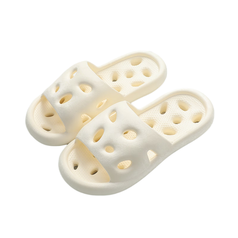 XGGC Hollow Bathroom Slippers for Men, Summer Home Shower Non-Slip Water-Draining Quick-Drying Sandals for Men, Size 38-39, White