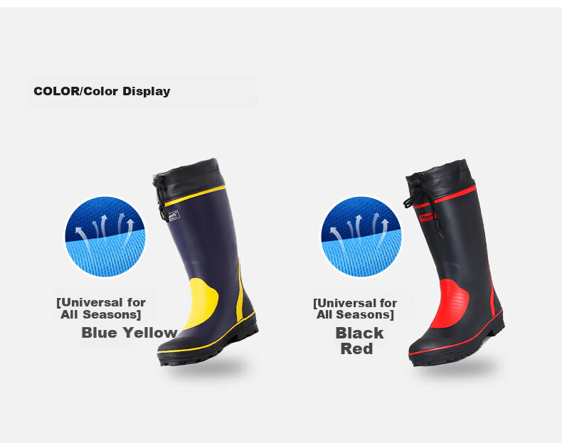 Jolly Walk Water Boots, Rain Boots for Men, High-Top Rain Boots, Long Fishing Boots, Car Washing Waterproof Overshoes, Rubber Boots JW211 Blue Yellow 42 7