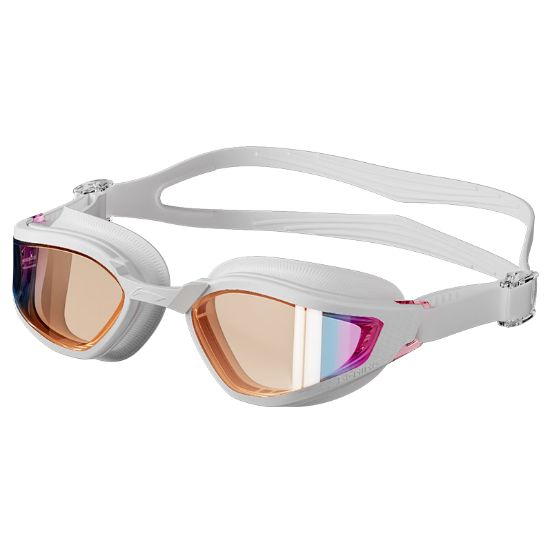 Li-Ning Swimming Goggles, Waterproof And Anti-Fog, High-Definition Coated Swimming Glasses for Men And Women, Professional Training Swim Goggles, 2077 Electroplated White