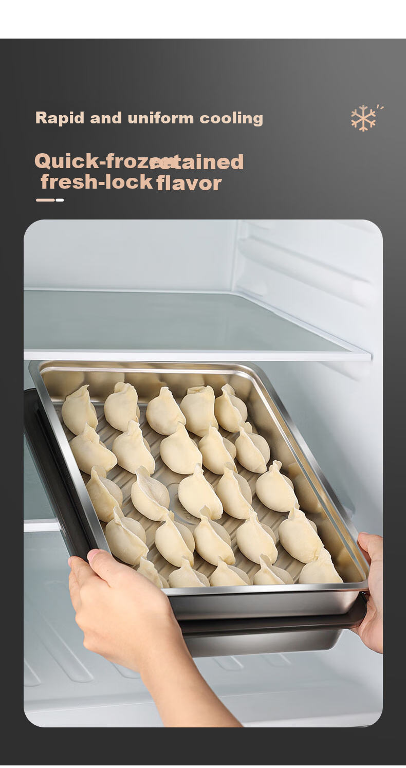 Newair 304 Stainless Steel Dumpling Box, Refrigerator Storage Box, Sealed Container for Dumplings, Frozen Wonton And Dumpling Tray, Food Storage Box 5