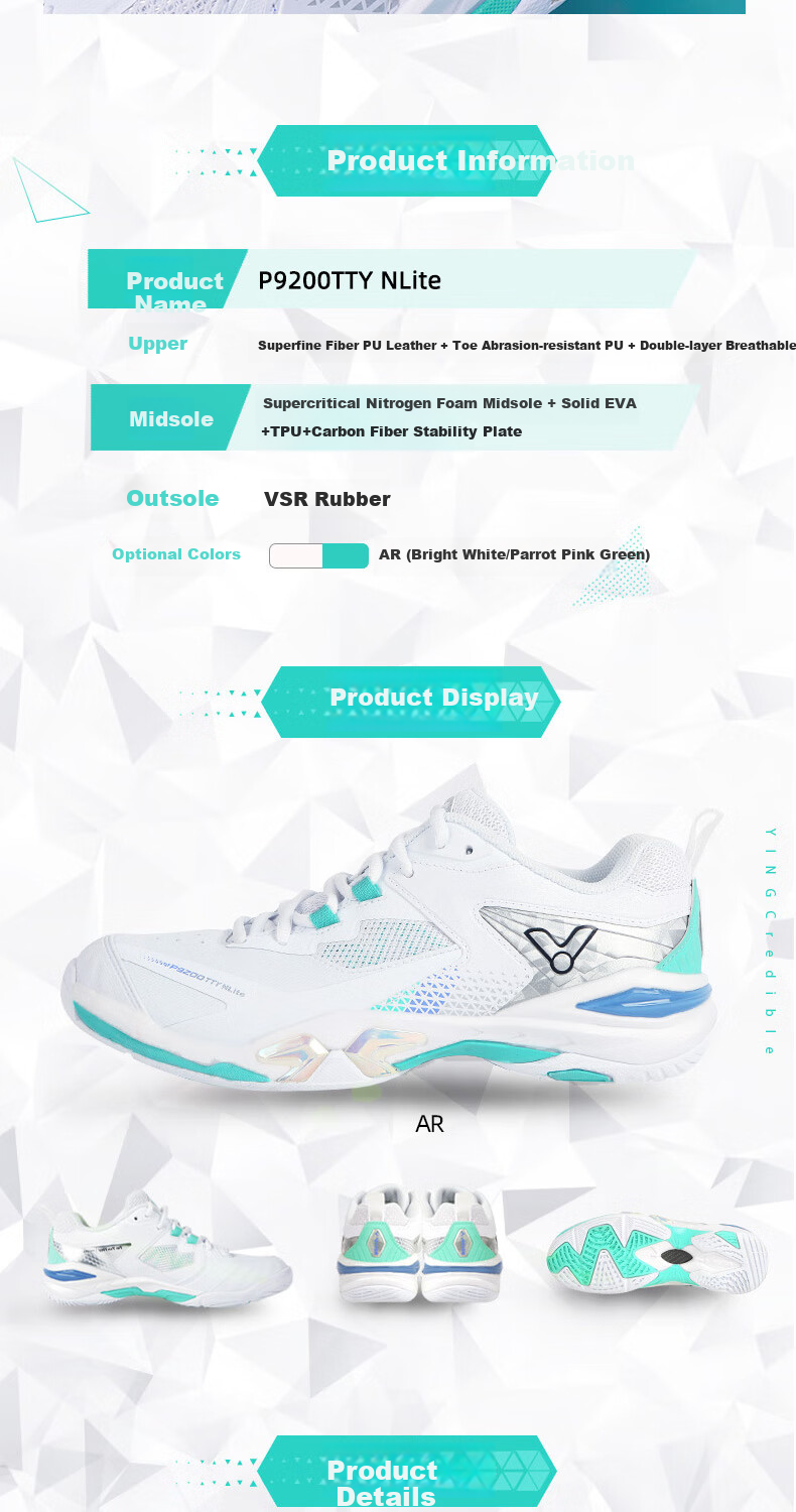 VICTOR Badminton Shoes, Professional Breathable Shock-Absorbing, Dai Xingying Exclusive Series, P9200TTY NL, Size 37 8