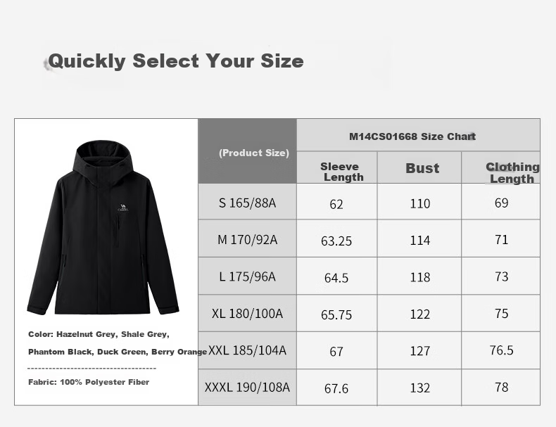 CAMEL Men's Jacket, Spring And Autumn Style, Couple's Outdoor Travel Clothing, Hiking And Mountaineering Wear for Men, M14CS01668 19