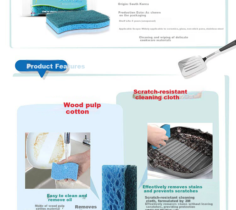 3M Scotch-Brite Natural Wood Pulp Cotton Ultra-Clean Scouring Pad, 3-Pack Dishwashing Cloth 2