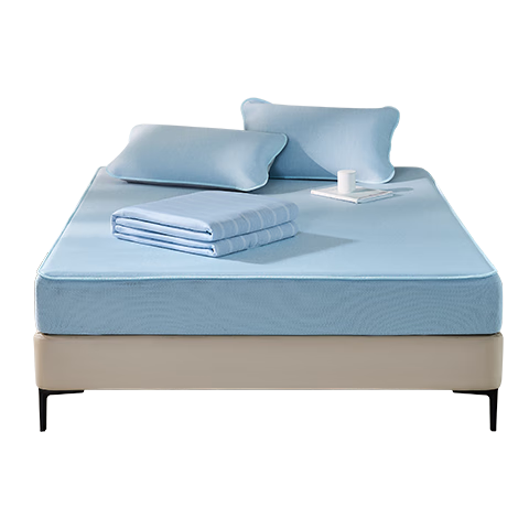 LUOLAI Home Textiles Summer Cooling Quilt Set, Ice Silk Mat, Machine Washable, Antibacterial Cooling Mat, Maternity And Baby Class A Fitted Sheet Style, for 1.2-Meter Bed