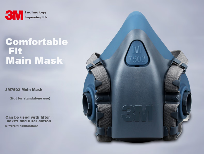 3M 7502 Gas Mask, Silicone Half Face Respirator, Requires Filter Cartridge for Use, Firefighting Mask 1