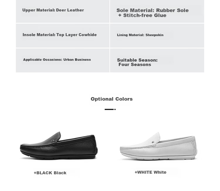 Goldlion Men's Shoes, Business Casual Deer Leather Shoes, Lightweight Slip-On Loafers, G567410232AAB, Black, Size 42 17