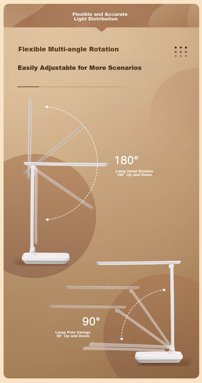 Midea Full Spectrum Portable Desk Lamp with Stepless Dimming, Long Battery Life, Children's Study Light for Home And Desk Use 9