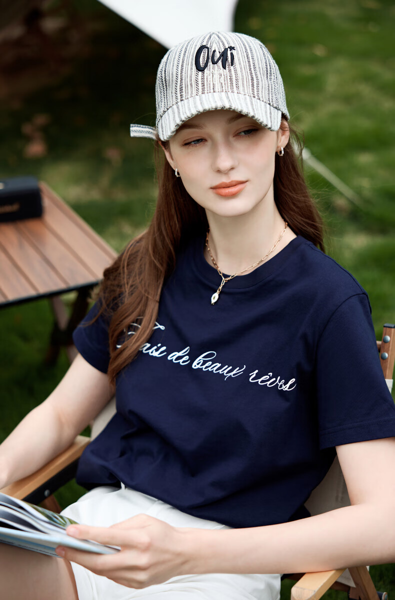 ELLE Baseball Cap for Women, Outdoor Fashion, Three-Dimensional Embroidery, Sun Protection, UV-Resistant, Large Head Circumference, Duck Tongue Hat, Mid-Autumn Festival 3