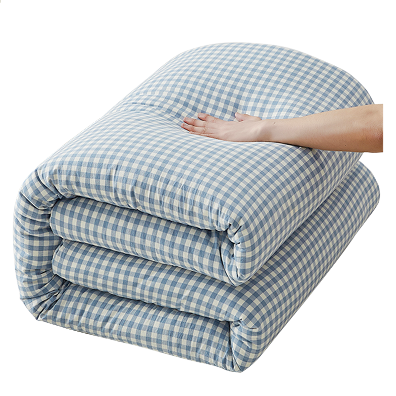 YALU&FREEDOM Comforter for Autumn And Winter, Single Student Dormitory Air Conditioning Quilt, Single Cotton Quilt, 5 Jin, 150x200cm, Blue Plaid
