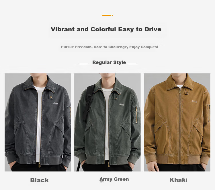 JEEP Men's Jacket, Spring And Autumn Casual Loose Workwear Lapel Coat, Army Green, Size L 2