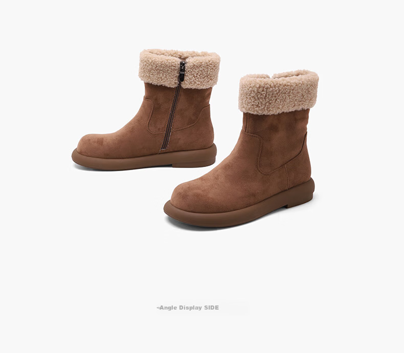 BASTO Winter 2026 Fleece-Lined Thick Warm Snow Boots Fur Shoes Thick-Soled Women's Cotton Shoes Short Boots M5311DZ6 5