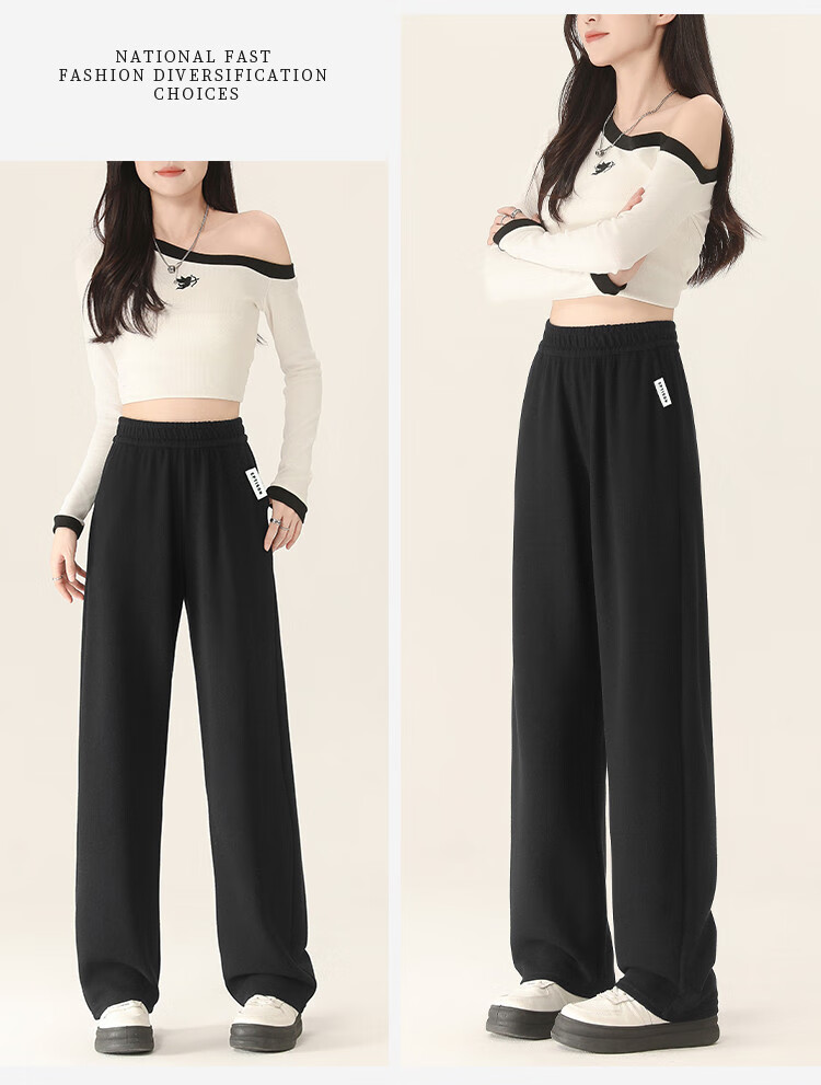 Yipintiancheng Casual Knit Wide-Leg Pants for Women, Spring And Summer 2025, Loose-Fitting, Slimming, Draping Long Trousers, Versatile Comfortable Casual Pants for Wome 6