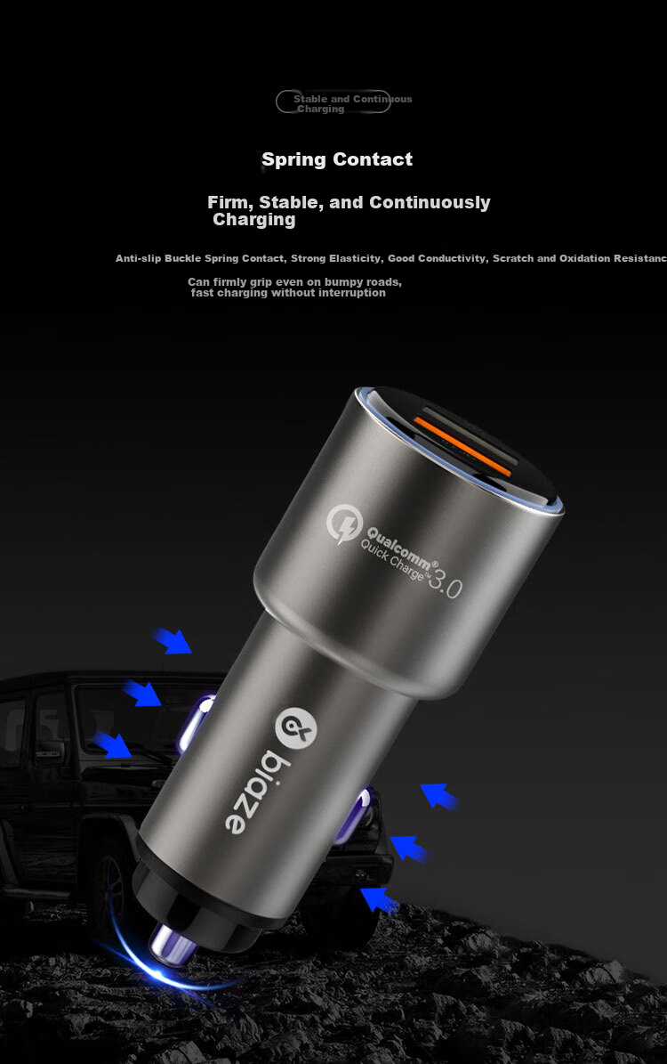 BIAZE Car Charger And Cigarette Lighter, Super Fast Charging Converter with Dual Ports Suitable for IPhone 15/16, Huawei, Xiaomi 8