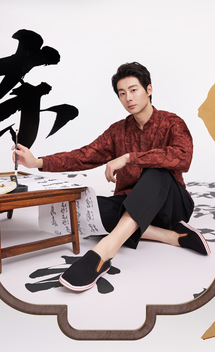 Laomeihua Classic Style [Qilin Embroidery] Traditional Beijing Cloth Shoes for Men, Casual Shoes, Trendy Fashion Shoes, Versatile, Black, Size 39 2