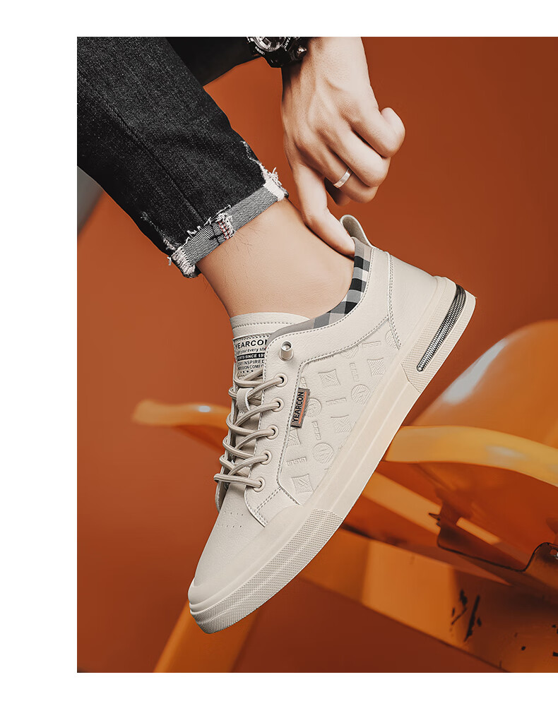 Yierkang Men's Casual Shoes, New Style Sneakers, Ultra-Light Breathable Slip-On Versatile Flat Trendy Shoes, Black, Size 38 9
