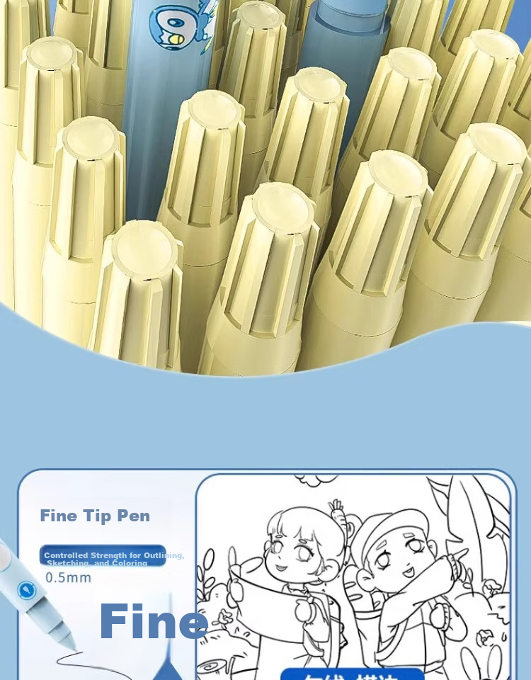 M&G Stationery Pikachu Children's Art Outlining Pen, Art Student Marker, Dual-Tip Thick And Thin Black Quick-Drying Waterproof Thick Tip, Elementary School Student Children's Drawing Gift 1