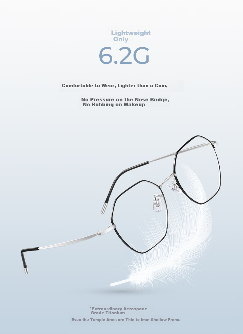 LOHO Blue Light Blocking Glasses Full Titanium Frame for Men And Women Students Fashionable Non-Prescription Eyeglasses Frame LH0089003 Rose Gold 6