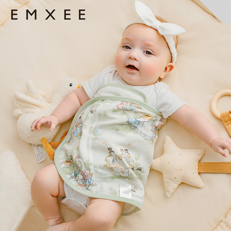 EMXEE Baby Anti-Startle Swaddle, Summer Newborn Infant Swaddling Blanket, Sleeping Bag for All Seasons, Dream Playground Design, 30x74cm
