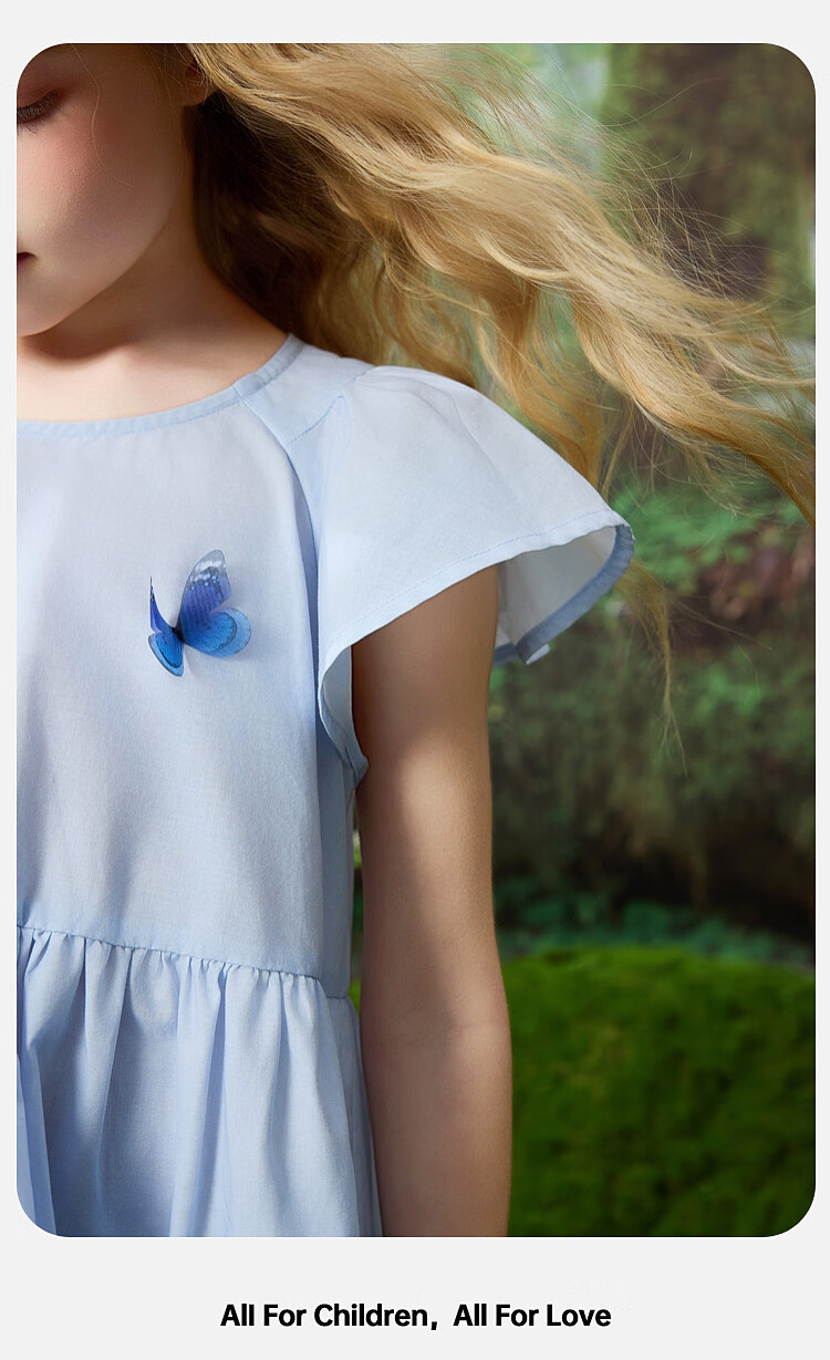 ASK JUNIOR Cotton Children's Dress, Summer Vacation Short-Sleeve Vest Dress, Girls' Butterfly Princess Dress 9