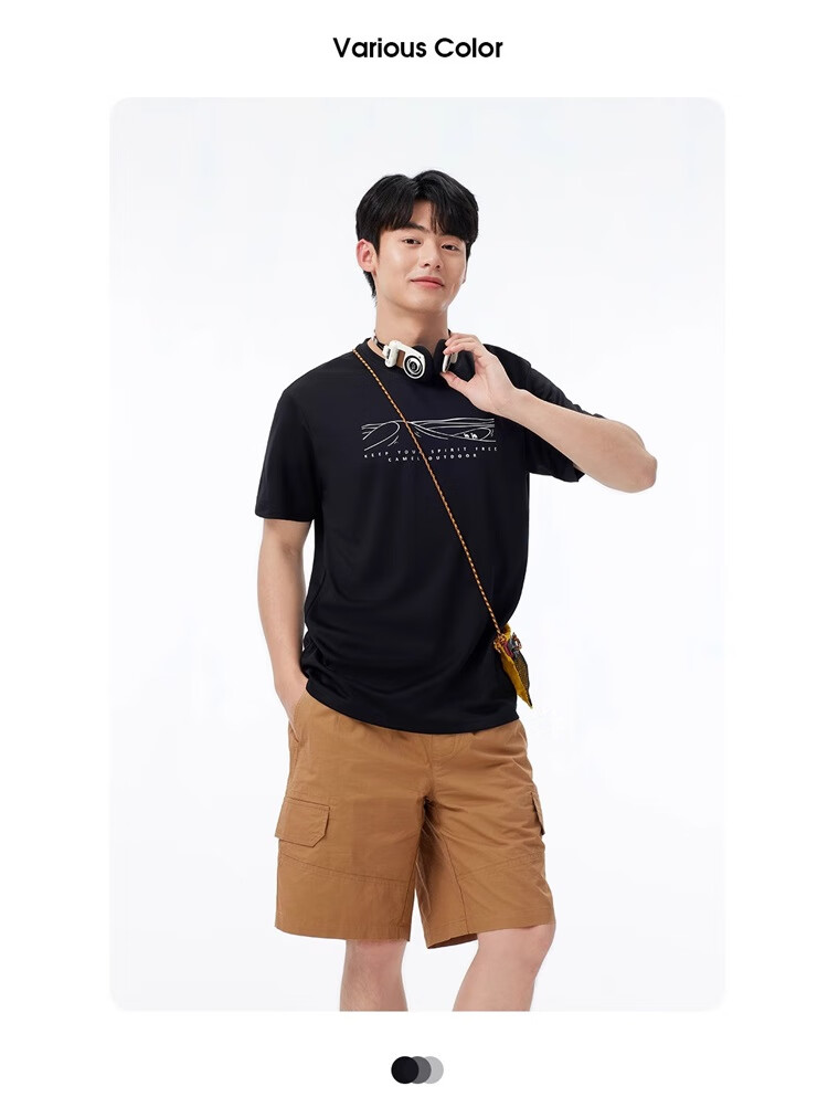 CAMEL Outdoor T-Shirt, Moisture-Wicking Quick-Dry Short Sleeve, Round Neck Breathable Running Hiking Mountaineering Sports Tee A25BAVV055 9