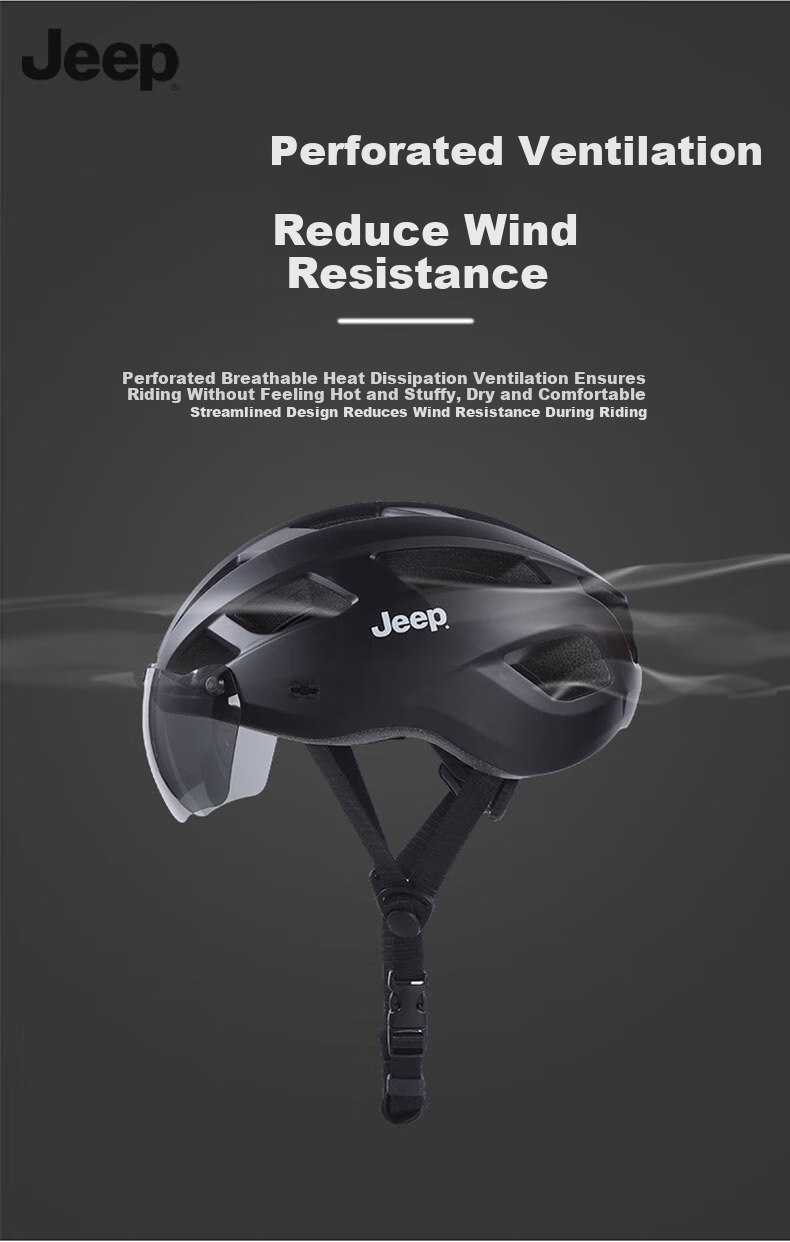 Jeep Integrated Bicycle Helmet with Goggles, One-Piece Molded Design, Unisex Breathable Mountain And Road Bike Safety Helmet 7