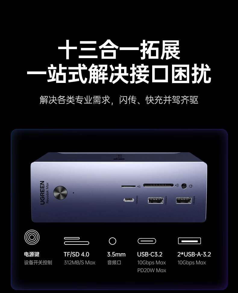绿联首款雷电 5 扩展坞开售:JHL 9480 主控、十三合一,1699 元