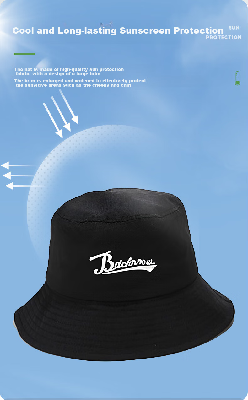 GLO-STORY Sun Hat, Korean Style Unisex Bucket Hat, Retro Versatile Fisherman Hat, MMZ814102, Black Lettering 3