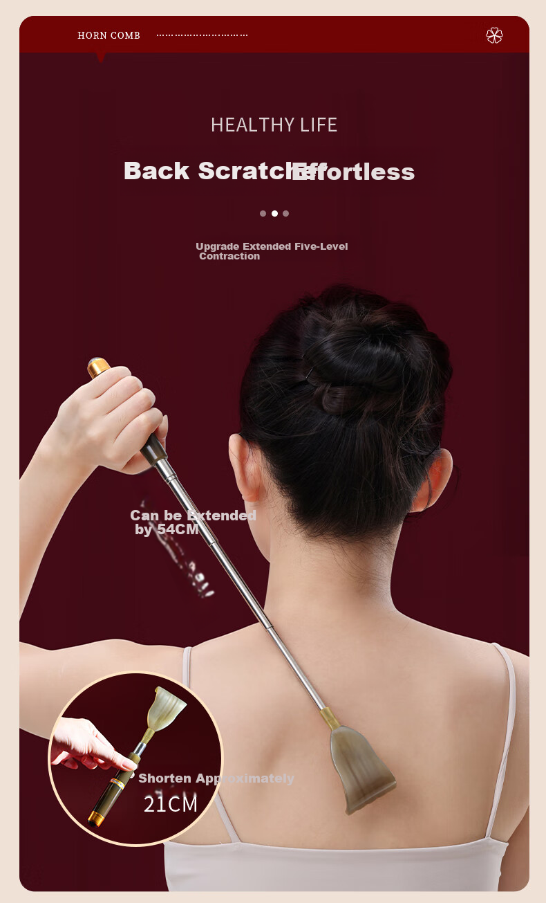 Chaojun Natural Ox Horn Back Scratcher, Self-Massage Tool, Extendable, Portable, Multifunctional, Massage Device, Gift for Mid-Autumn Festival, Practical Present for Parents, Elders, And Clients 4