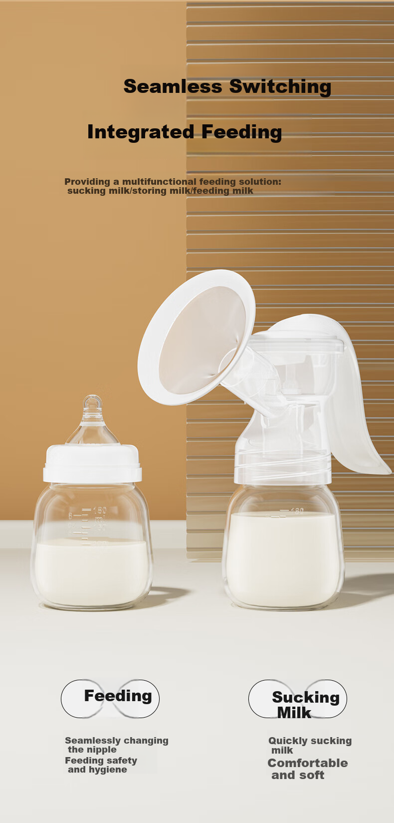 Missbaby Manual Breast Pump, Milk Extractor for Postpartum Women, Portable, High Suction Power, Manual Breast Milk Collector 2