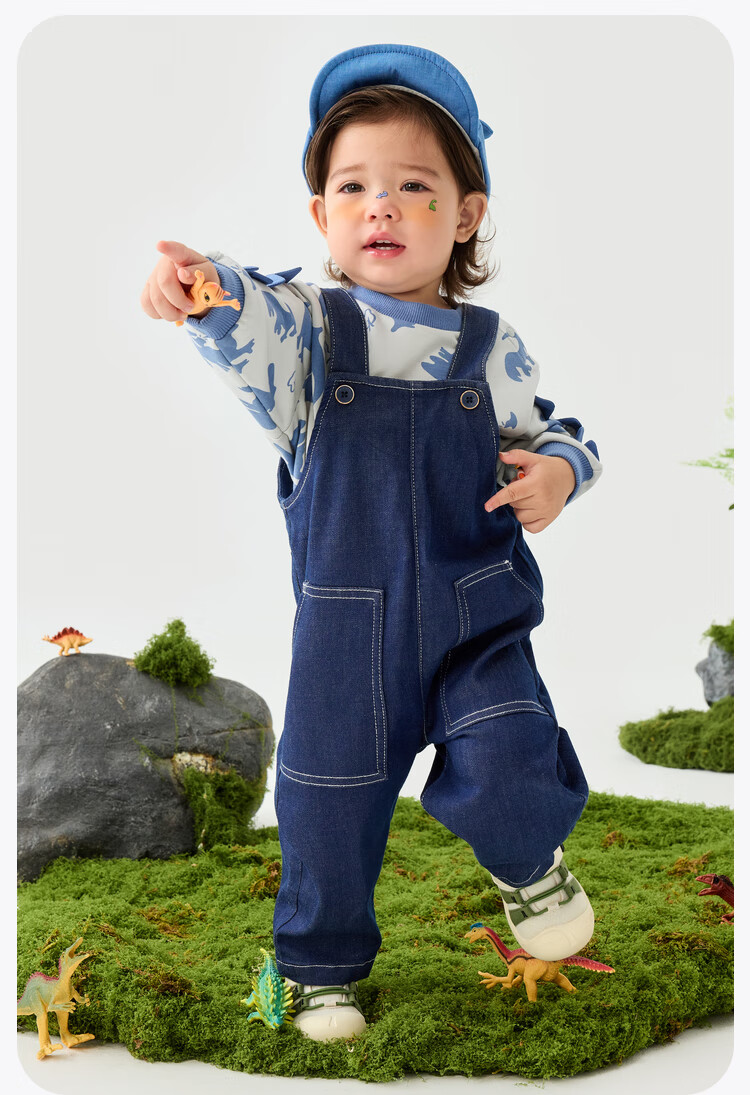 Minibala Boys And Girls Suspender Pants, Comfortable Elastic Eco-Friendly Cute Dinosaur Design Two-Piece [Suspenders Set] 12