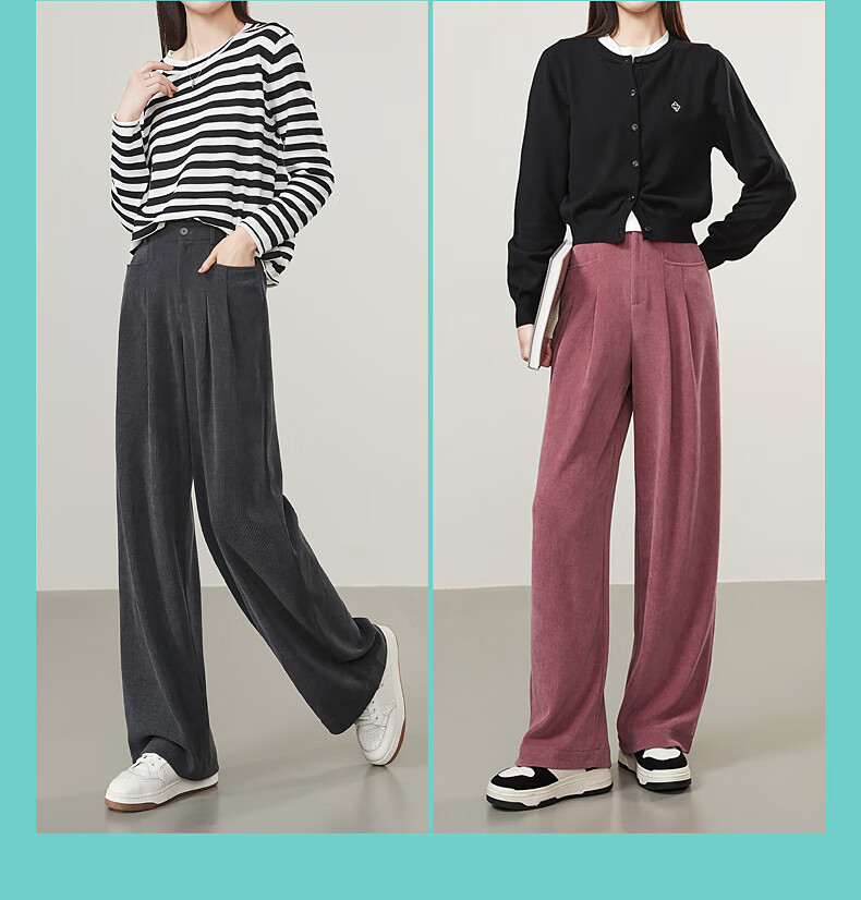 ESE-Y Wide-Leg Pants for Women, Spring 2025, High-Waisted Slimming Straight-Leg Glutinous Rice Pants, Black, Size 27 8