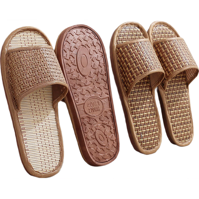 GUOLUOFEI Rattan Woven Slippers for Men And Women, Summer Grass Woven Bamboo Floor Soft Sole Non-Slip Men's Diamond Pattern Thick Sole 36/37