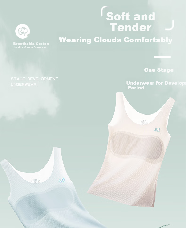 Ailier&ouluola Girls' Underwear for Ages 9-12, Puberty Training Bra Camisole Undershirt for Primary And Secondary School Students, Long Style, White, 4XL 1