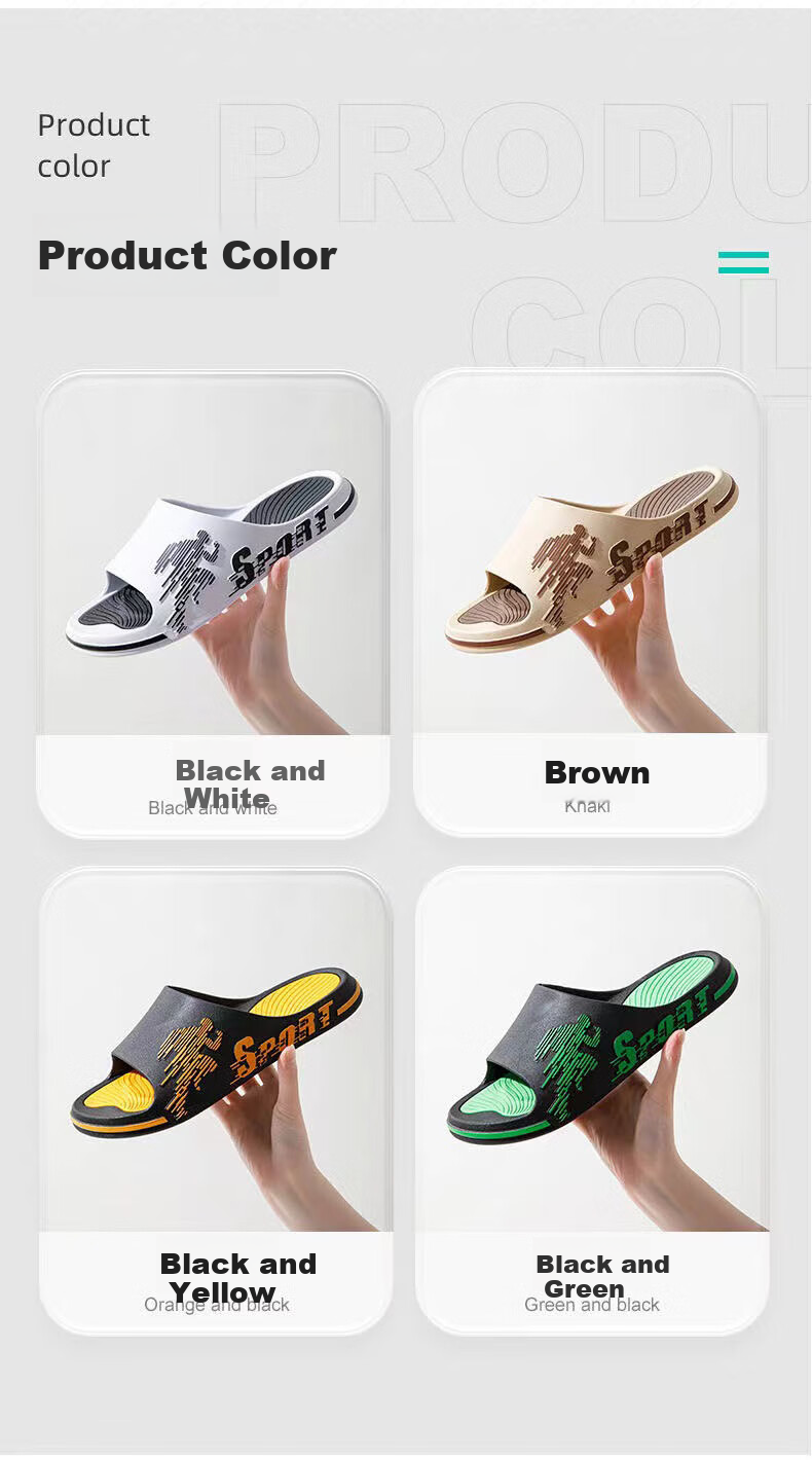 Huili Sports Slippers for Men, Bathroom Indoor Outdoor Non-Slip Thick Sole Sandals HL39391 Black And Green Size 41-42 8