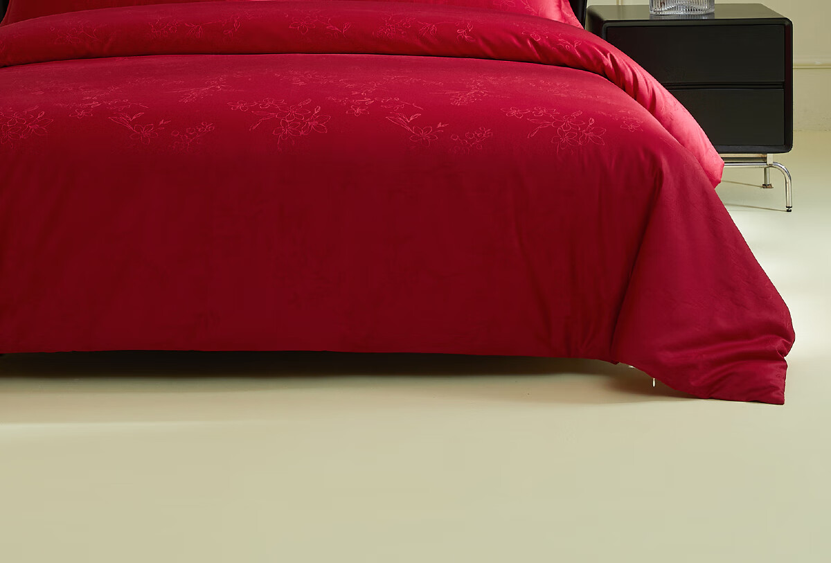 MIDO HOUSE Mingdu Pure Cotton Wedding 4-Piece Set Red Bridal Bedding Sheet Duvet Cover 200x230 Blue Wedding Double Happiness 11