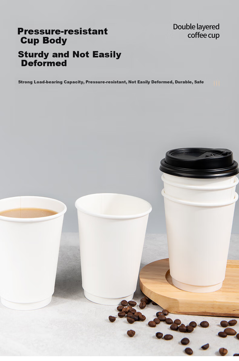 Fangcaodi Disposable Paper Cups, 400ml*50 Pieces, Double-Layer Hollow Insulated Coffee Cups, Thickened Water Cups, Soy Milk And Milk Tea Cups with Lids 4