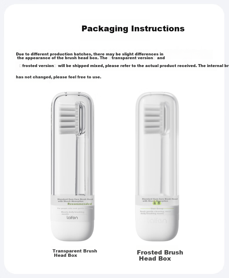 LAIFEN Electric Toothbrush Official Slow Vibration Brush Head, Light-Sensitive Whitening Transparent Style, 3-Pack Birthday Gift 1