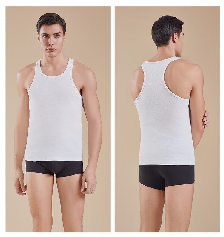 Hosa Men's Cotton Undershirt, Breathable Sports Tank Top, Round Neck, Slim Fit, High Elasticity Sleeveless Tee for Summer 10